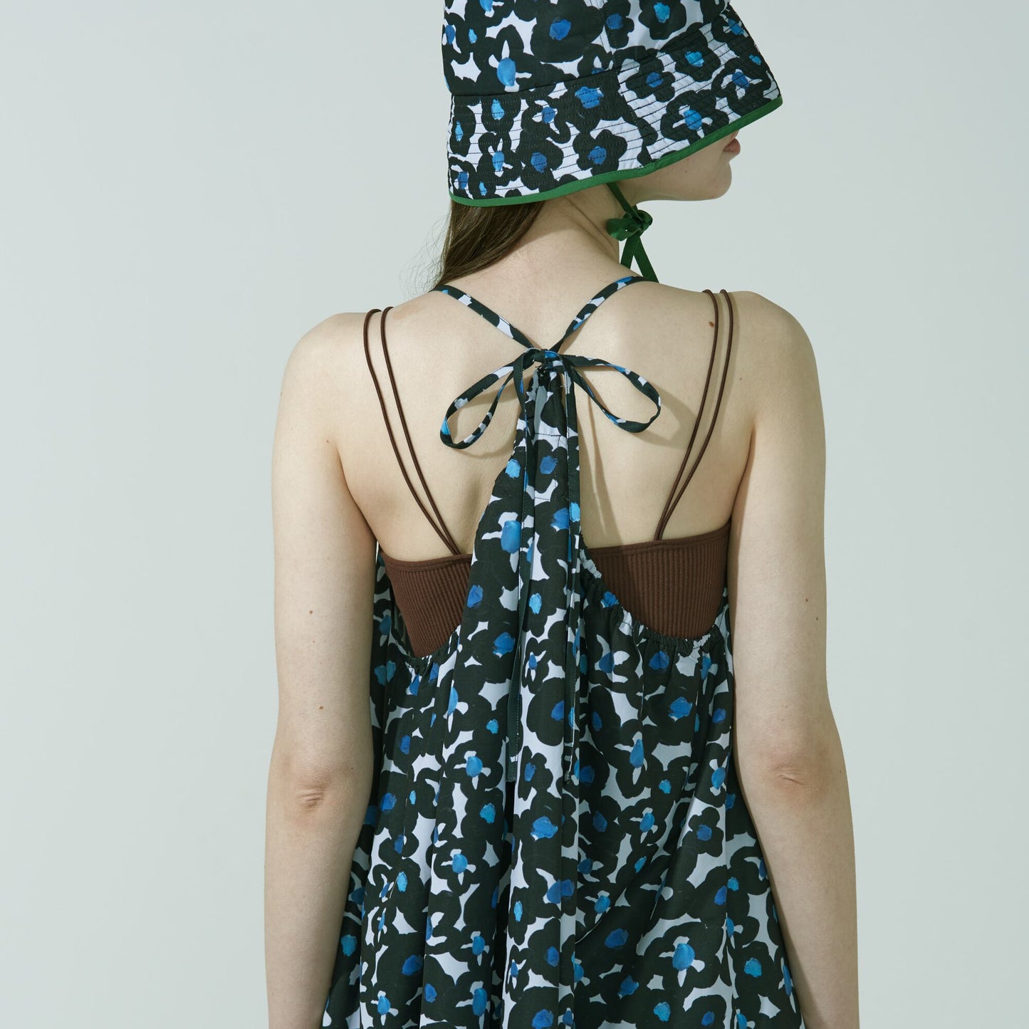 CH-04 “BLACK FLOWERS” PRINT CAMISOLE DRESS