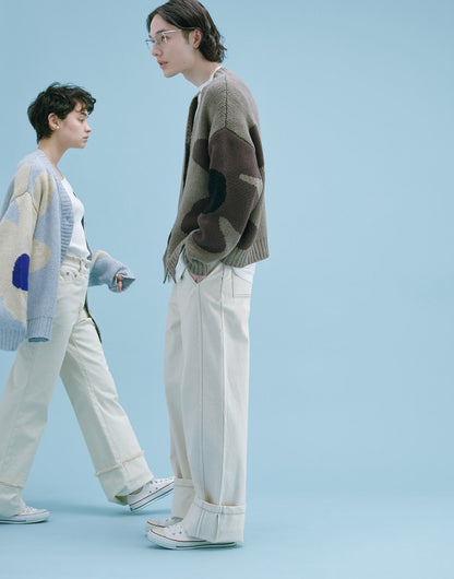 YM-028 “DOUBLE FLOWER” PAINT CARDIGAN