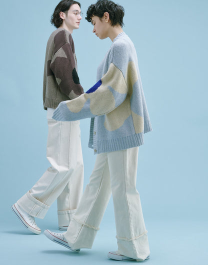 YM-028 “DOUBLE FLOWER” PAINT CARDIGAN