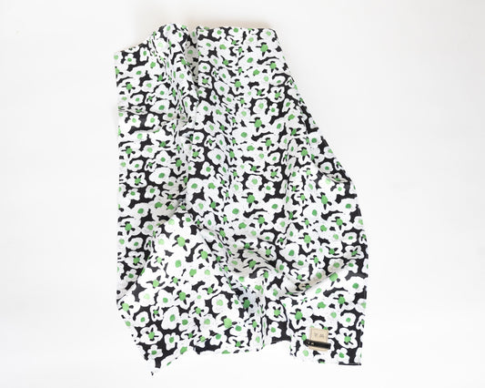 YM-032BF BLACK FLOWERS” PRINT SCARF