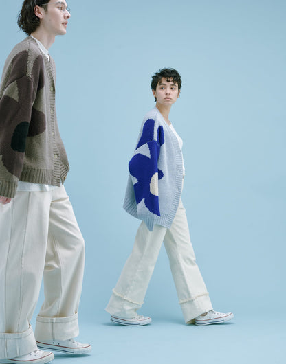 YM-028 “DOUBLE FLOWER” PAINT CARDIGAN