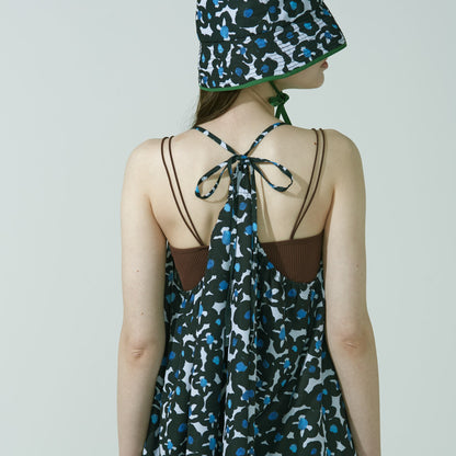 CH-04 “BLACK FLOWERS” PRINT CAMISOLE DRESS