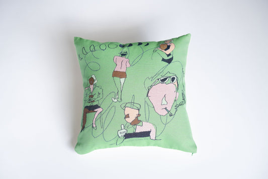YM-031 “LOVELY PEOPLE” PAINT CUSHION　Green
